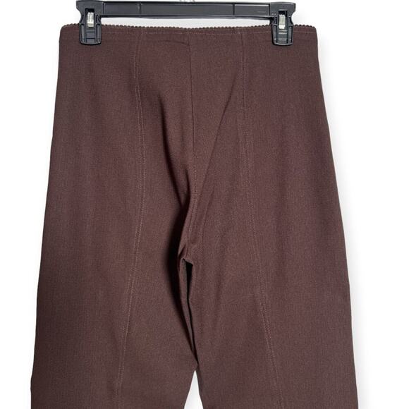 ANFC Collection High Rise Pants SIZE 12 Maroon Brown Zipper Front Scallop Waist - Picture 7 of 12